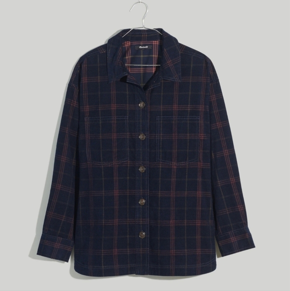 Madewell Corduroy Kentwood Oversized Shirt-Jacket in Plaid - Picture 4 of 6